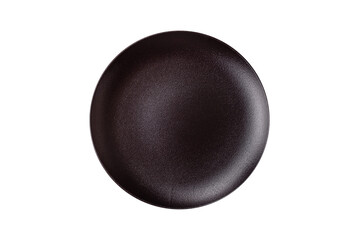 An empty round ceramic plate on a table, kitchenware. An empty plate