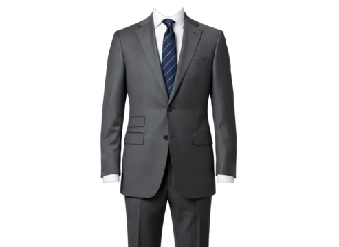 Gray Suit on Mannequin with White Background - Powered by Adobe
