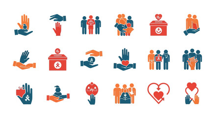 Fototapeta premium An Assortment of New Year's Volunteer and Community Service Icons.svg