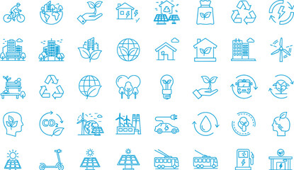 Fototapeta premium Collection of stylized blue ancient chinese calligraphy symbols and pictograms arranged in a grid pattern