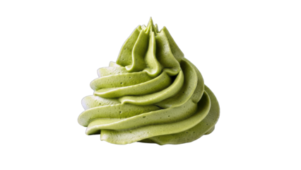 Green Swirl of Cream on White Background