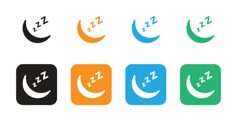 Sleep Moon Icon Set with ZZZ Symbols