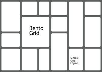 Modern bento grid layout for web and app user interface design showing flexible content organization framework concept