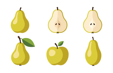 Fresh yellow pear illustrations vector design isolated