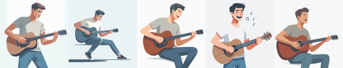 Obraz premium Men sing and play guitar