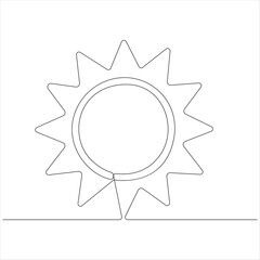 One continuous line drawing sunset on the sea vector illustration