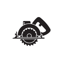 Circular saw icon round cutting blade silhouette