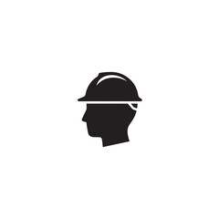 Engineer wearing helmet silhouette icon