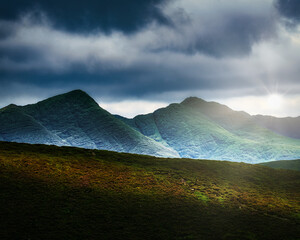 A striking panorama of the Irish countryside with varied greens.