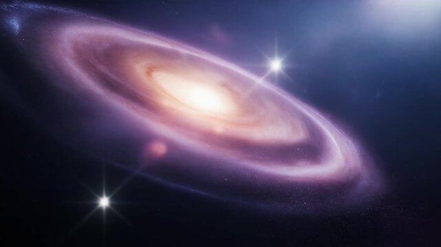 紫の銀河が渦を巻く幻想的で壮麗な宇宙空間の壁紙背景