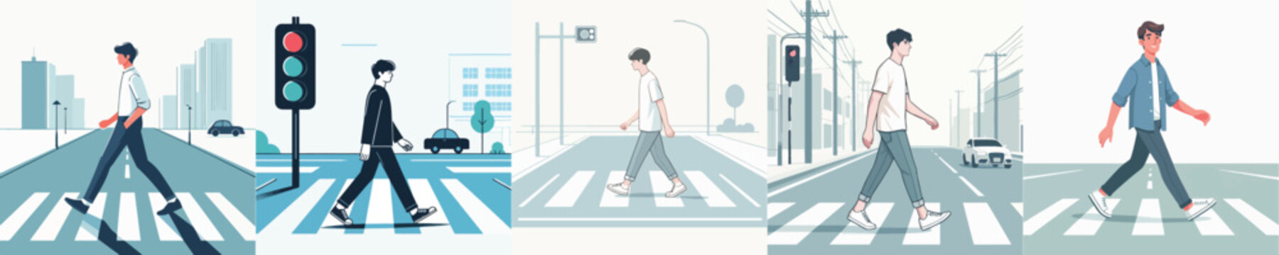 Men cross the street 