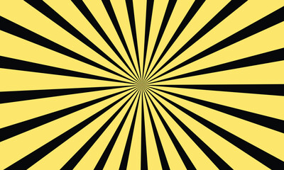 High-contrast abstract sunburst background with bold black rays on a yellow field. Striking geometric pattern creates a dynamic, energetic retro look ideal for graphic design, posters, and visual impa