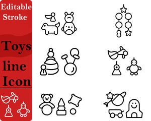 A cheerful toys icon showcasing classic play items such as a teddy bear building blocks a toy car. Designed with rounded a friendly inviting style. It symbolizes fun imagination and childhood play. 