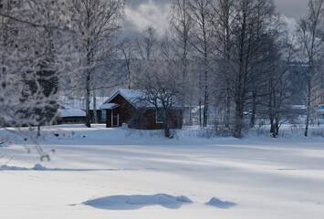 Fototapeta premium “High-quality winter photography from Ludvika Municipality in Dalarna, Sweden. Captured the day after a snowstorm, showcasing pristine snow and breathtaking Nordic scenery.