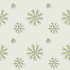 floral patterns on a light background form a seamless design. The flowers have simple, stylized petals radiating from central circles. 