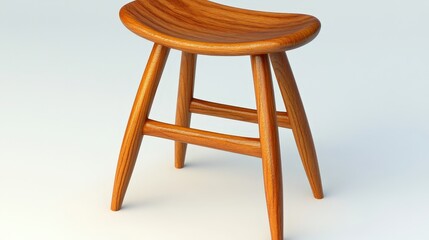 Isolated wooden bar stool with curved seat