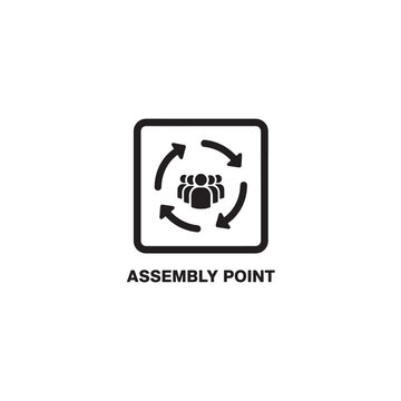 Assembly point sign silhouette icon