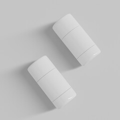 white plastic cosmetic blush tube mockup, Twist Up Sunscreen Stick Tubes, Cylindrical Deodorant Packaging, cream foundation stick in round tube container, make up Blush Stick Containers