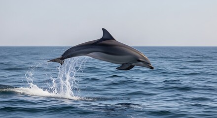 Fototapeta premium Dolphin Leaping from the Ocean - A Moment of Marine Majesty.