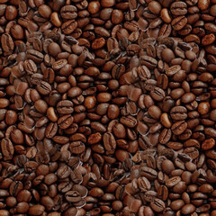 roasted coffee beans background, seamless pattern