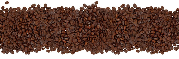 close up of brown coffee beans seamless boarder 