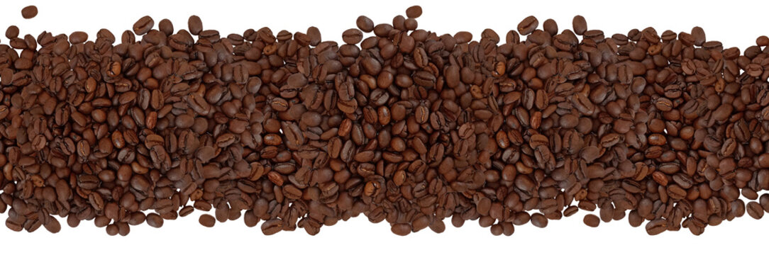 close up of brown coffee beans seamless boarder 
