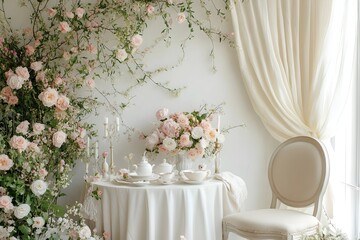 Background wedding with flowers generative Ai