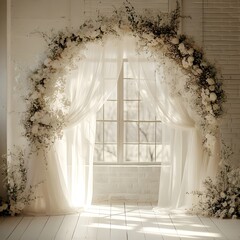 Background wedding with flowers generative Ai