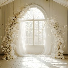 Background wedding with flowers generative Ai