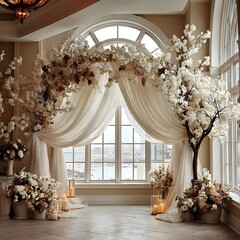 Background wedding with flowers generative Ai