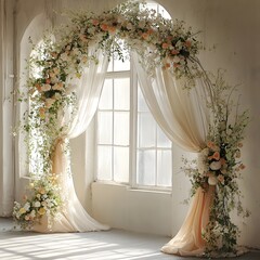 Background wedding with flowers generative Ai