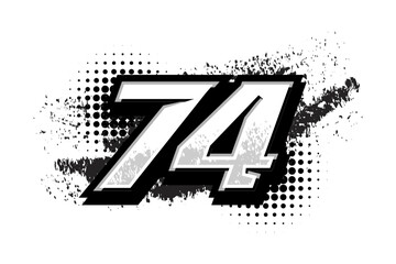 Racing Number 74 Design in black color combinations Vector Template EPS 10
