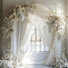 Background wedding with flowers generative Ai