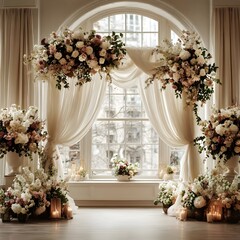 Background wedding with flowers generative Ai