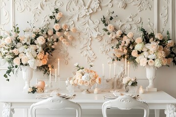 Background wedding with flowers generative Ai