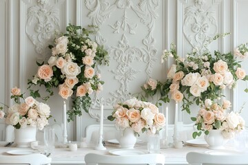 Background wedding with flowers generative Ai