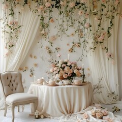 Background wedding with flowers generative Ai