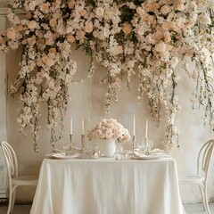 Background wedding with flowers generative Ai