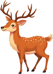 Obraz premium Elegant deer illustration with warm brown fur and slender legs, ideal for woodland themes, wildlife artwork, winter graphics, and nature-related designs