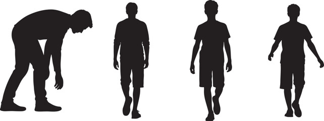 Silhouette of People Walking and Standing
