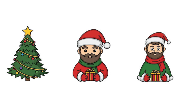santa claus and christmas tree