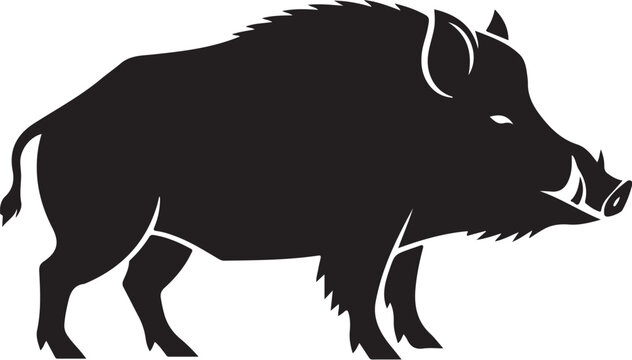 Wild Boar Silhouette (36) vector
