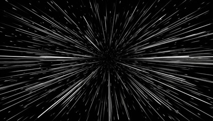 Abstract lines radiate from a center point, resembling speed lines or a light burst on a dark background