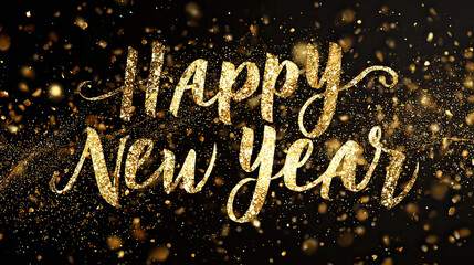 Happy New Year 2026 3D embossed gold numbers on transparent background