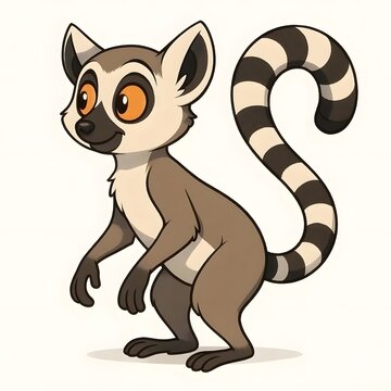 알락꼬리 여우원숭이, 애니메이션 아트, jpeg (Ring tailed lemur, animation art, jpeg)