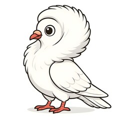 자코뱅비둘기, 좌측면, 애니메이션 아트, jpeg (Jacobin, left side view, animation art, jpeg)