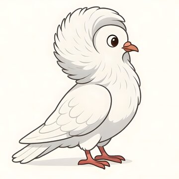 자코뱅비둘기, 우측면, 애니메이션 아트, jpeg (Jacobin, right side view, animation art, jpeg)