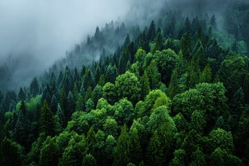 Dense green forest representing biodiversity and natural carbon capture. Sustainable forest management and environmental protection for a cleaner planet and climate balance. MZ