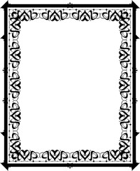 Vintage decorative frame in Gothic style - elegant black frame on transparent background, PNG, 300 DPI, middle ages, hallowen, Christmas.