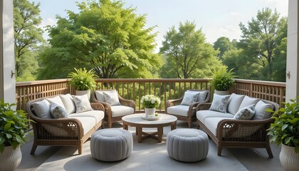 Elegant outdoor patio designed for luxurious comfort and relaxation amidst lush green natural surroundings
